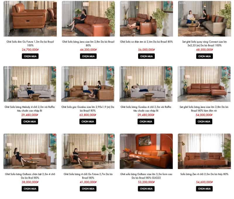 Báo Giá Sản phẩm Sofa bán chạy tại Gusoffa