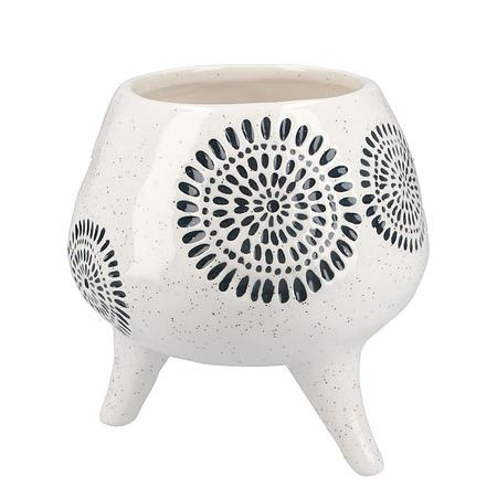 Ceramic Footed Planter storage pot Black Sunburst | Gisela Graham