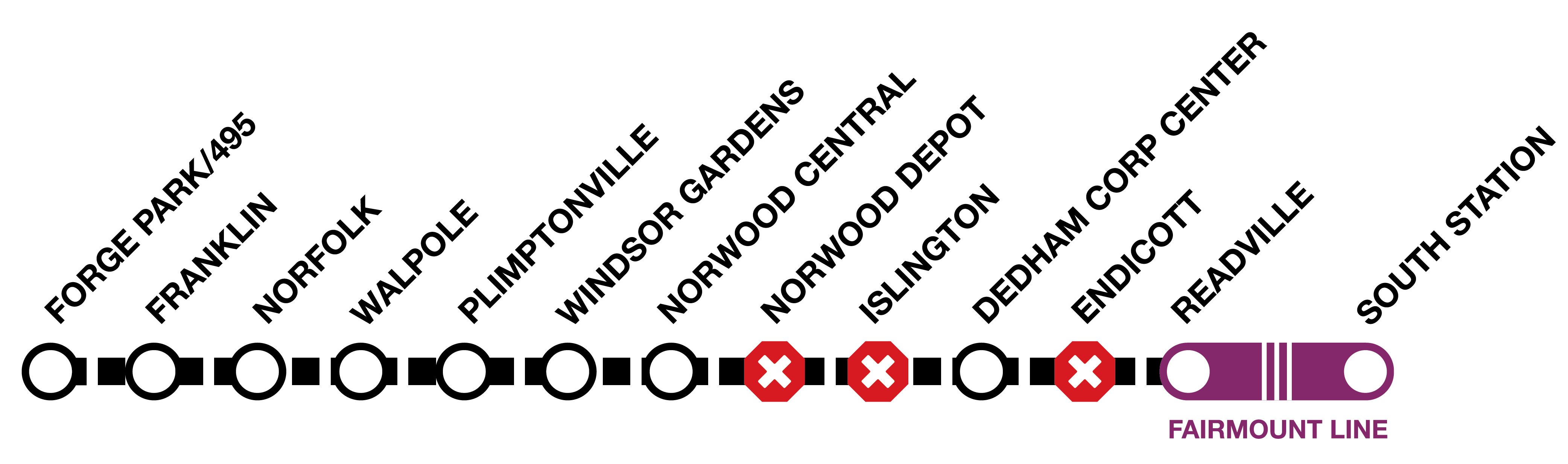 MBTA Commuter Rail notice: alerts not functioning; weekend shuittle for Franklin LIne