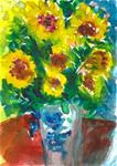 ACEO NFAC Sunflowers Vase Monet Style Impressionist Painting Penny StewArt - Posted on Monday, March 23, 2015 by Penny Lee StewArt