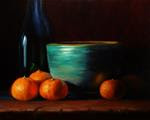 "Clementine with Turquoise Bowl and Wine" - Posted on Tuesday, December 30, 2014 by Mary Ashley