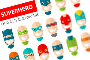 Happy Superhero Character Icons
