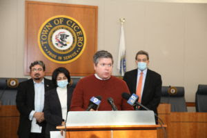 State Rep. Mike Zalewski talks about legislation of force the BNSF Railway to be accountable to residents of Cicero and other suburban communities whose properties have been damaged by BNSF rainwater run-off flooding caused by BNSF resurfacing projects