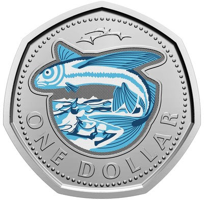 The Barbados $1 Glow-in-the-Dark Flying Fish circulation coin produced by the Royal Canadian Mint The Barbados $1 Glow-in-the-Dark Flying Fish circulation coin produced by the Royal Canadian Mint