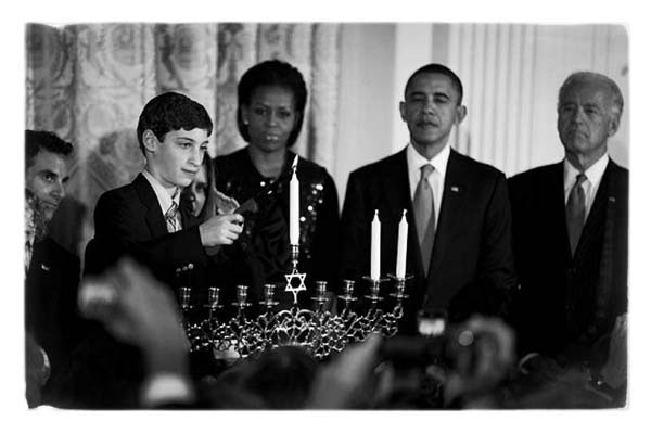 Ben Retik, President Barack Obama, Vice President Joe Biden and First Lady Michelle Obama at the White House Hanukkah Candle Lighting, December 2, 2010.