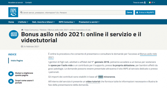 Domanda bonus asilo nido 2021: aperta la procedura online