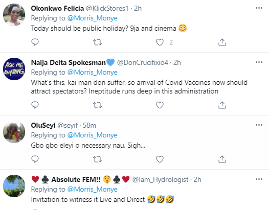 Nigerians react to trending photo of a banner erected by the PTF announcing a reception ceremony for the COVID19 vaccines