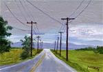 ORIGINAL PAINTING OF UTILITY POLES ALONG A TYPICAL ROAD - Posted on Thursday, February 5, 2015 by Sue Furrow