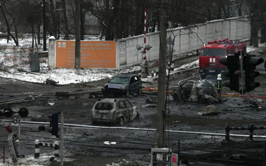 Parts of Kyiv were devastated as Russia continued its blitz on Ukraine’s energy grid yesterday