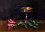 Roses and Silver Goblet - Posted on Saturday, January 24, 2015 by Andre Pallat