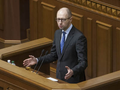 El primer ministro de Ucrania, Arseny Yatseniuk, en una intervención en el Parlamento.