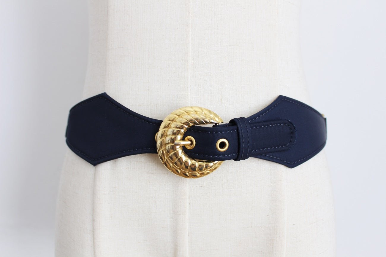 COCCINELLE VINTAGE NAVY BLUE NYLON BELT