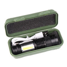 XANES SK68 LED+COB 3Modes USB Zoomable Mini LED Flashlight Suit