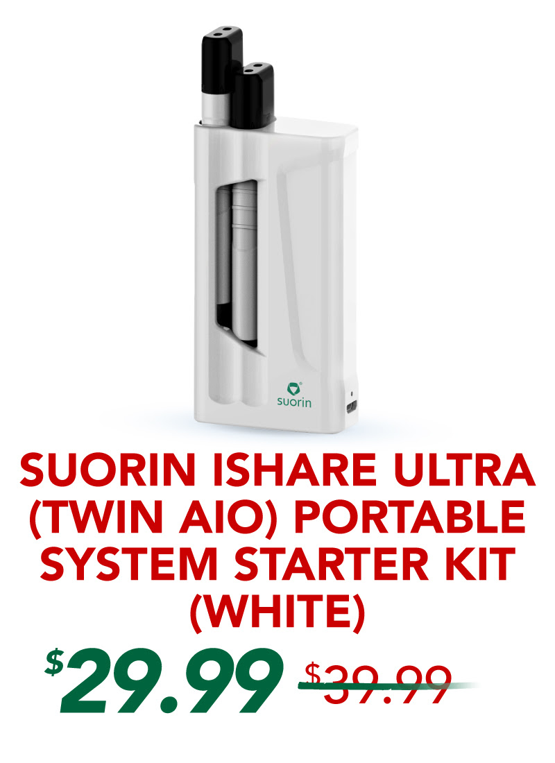 Suorin iShare Ultra (Twin AIO) Portable System Starter Kit (White), $29.99