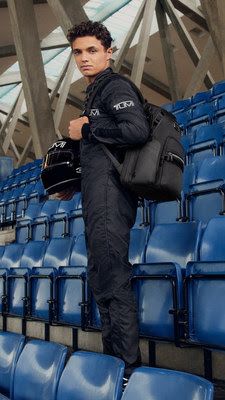 Leading global luxury travel brand TUMI teams up with F1 superstar Lando Norris to kick off the "TUMI Alpha Bravo: Life in Forward Motion" campaign series to accompany the debut of over fifty new styles within their Alpha Bravo collection. Lando is seen here with the Navigation Backpack.