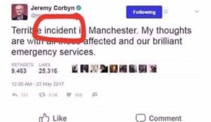 Corbyn: Manchester jihad massacre an “incident,” New Zealand white supremacist massacre a “terror attack”