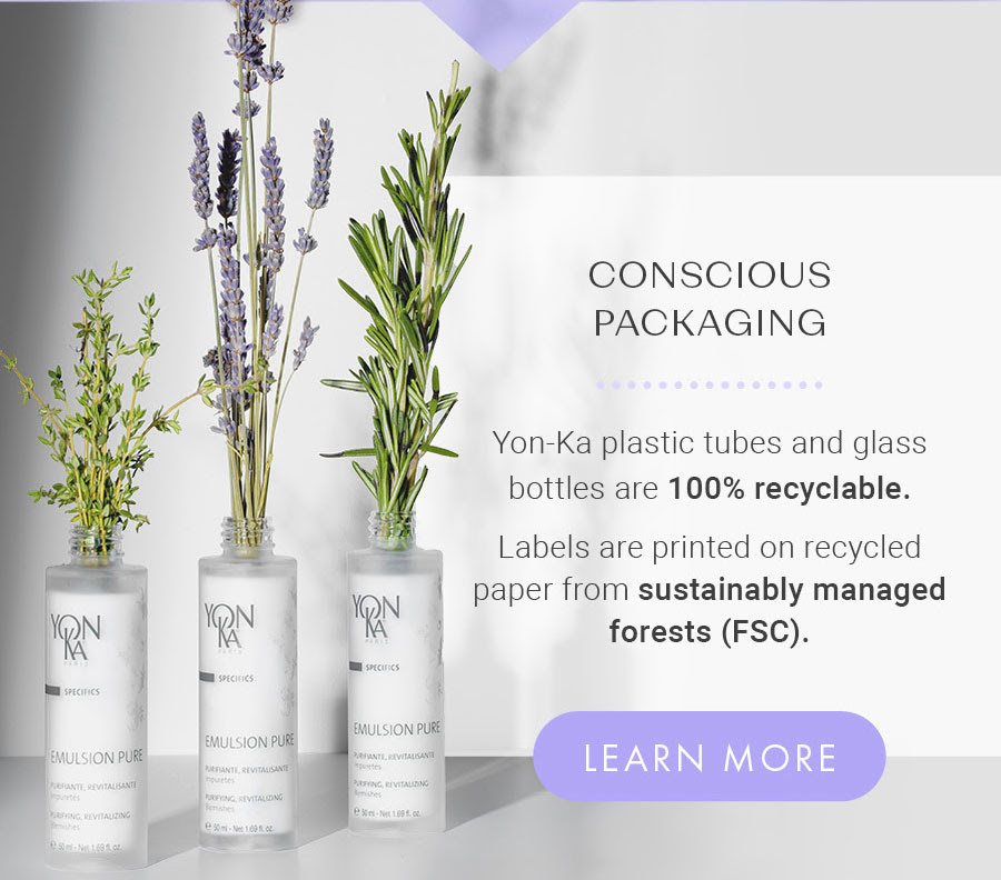 Conscious Packaging. Yon-Ka Plastic Tubes And Glass Bottles Are 100% Recyclable. Labels Are Printed On Recycled Paper From Sustainably Managed Forests (FSC). Follow The Link Below To Read Our Blog.