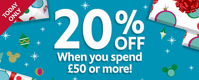 20% off when you spend £50 or more! Today only