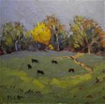 Black Angus Cows Hillside Autumn Landscape Daily Painting - Posted on Sunday, November 9, 2014 by Heidi Malott