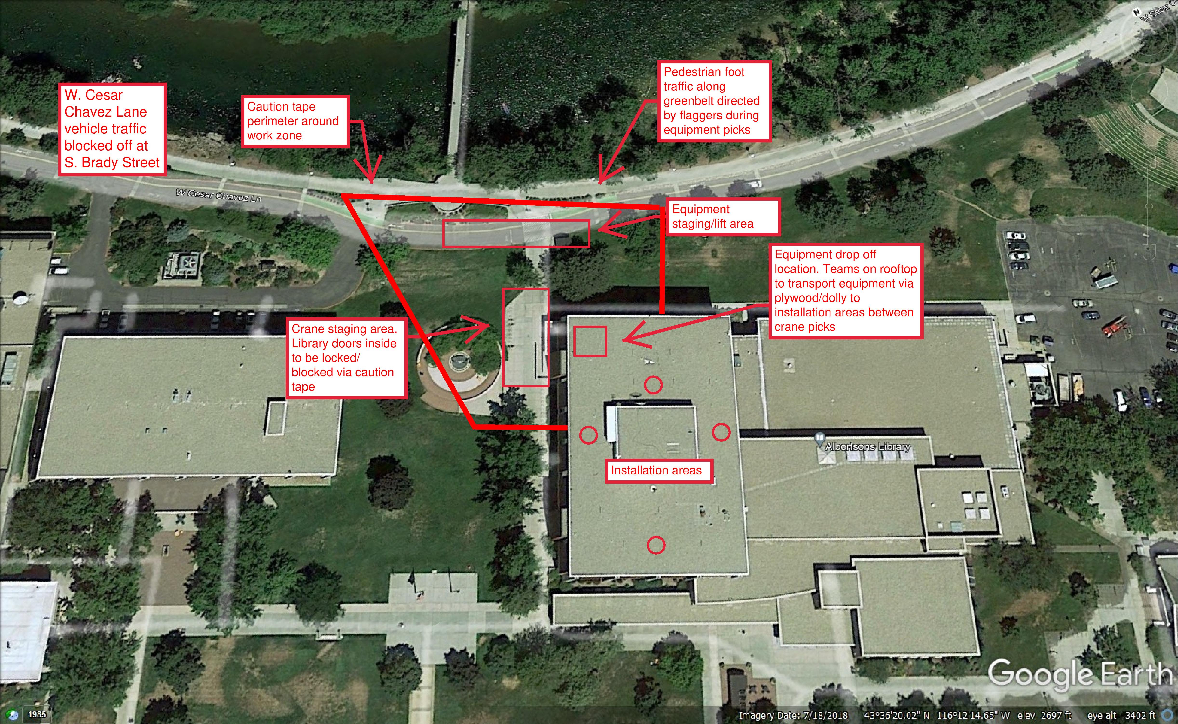 map of affected area on campus
