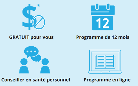 Gratuit pour vous, programme de 12 mois, conseiller en santé personnel, programme en ligne