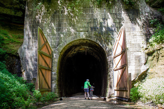 Man Outside Tunnel on Elroy-Sparta Trail