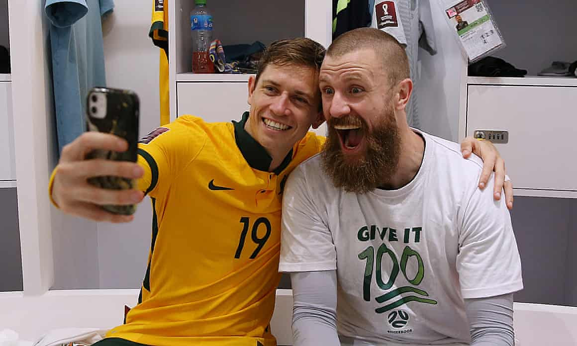 Australia’s Craig Goodwin bags a selfie with Andrew Redmayne.