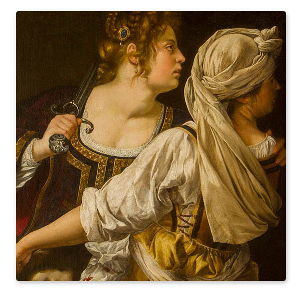 Detail from Artemisia Gentileschi, 'Judith and her Maidservant', about 1615-17. Galleria Palatina, Palazzo Pitti, Florence (398) © Gabinetto fotografico delle Gallerie degli Uffizi