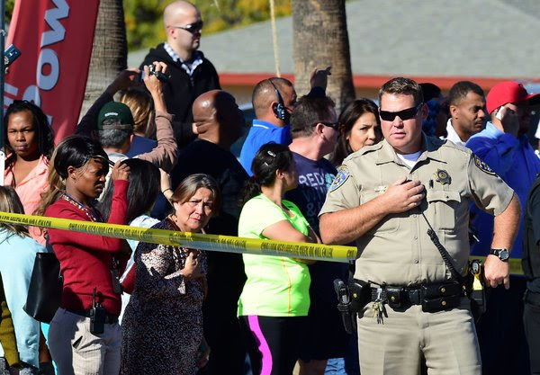 Near the scene of a shooting on Wednesday in San Bernardino, Calif.