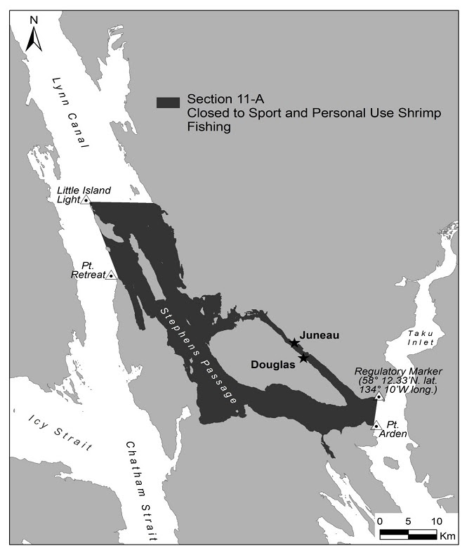 JUNEAU AREA SECTION 11-A REMAINS CLOSED TO SPORT AND PERSONAL USE POT SHRIMP FISHING IN 2022