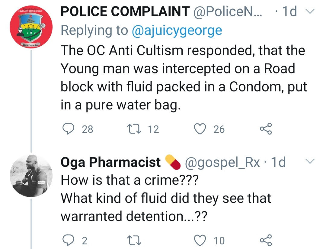 Man arrested for carrying a condom containing sperm; Nigerians react