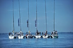 J/120 cruiser racer sailboats rafted on Lake St Claire