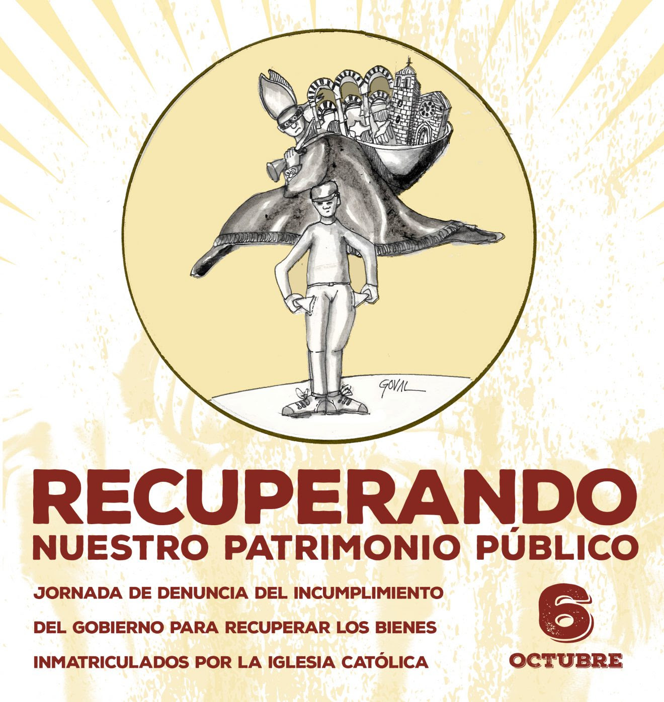 El 6 de octubre en Madrid, recuperemos nuestro patrimonio: Jornada de denuncia del incumplimiento del gobierno ante el expolio de la iglesia católica