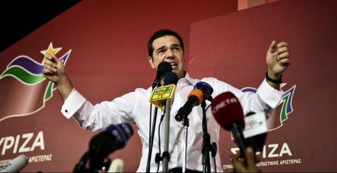 Alexis Tsipras, durante su primer discurso tras ganar las elecciones. - AFP