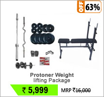 Protoner Weight Lifting Package 100 Kgs + I/D/F Bench + H.Grip + Gloves + Rope