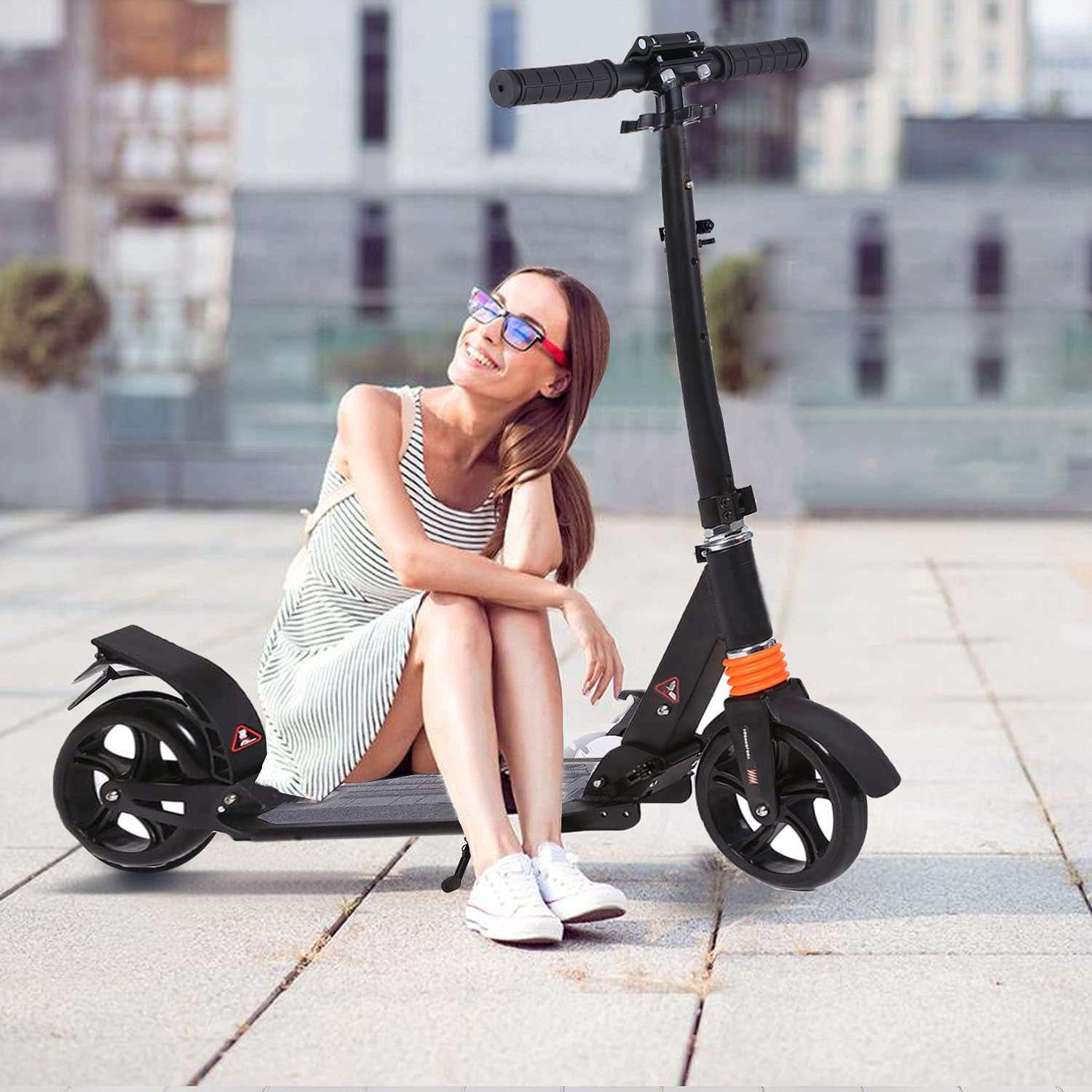 Image of Kids Adult Scooter with 3 Seconds Easy Folding System 220lb Adjustable with Rear Brake and 200mm Large Wheels