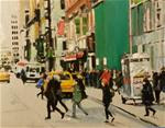 Crossing The Street with my Friends (10.5" x 8.5" oil on canvas sheet - no frame) - Posted on Saturday, January 17, 2015 by Ramon DelRosario