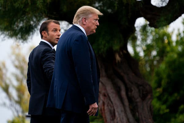 Mr. Macron and Mr. Trump at the Group of 7 summit in France last month.