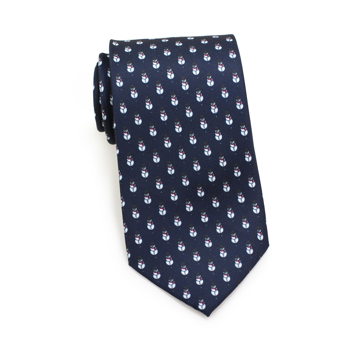 neckties with snowmen in navy blue