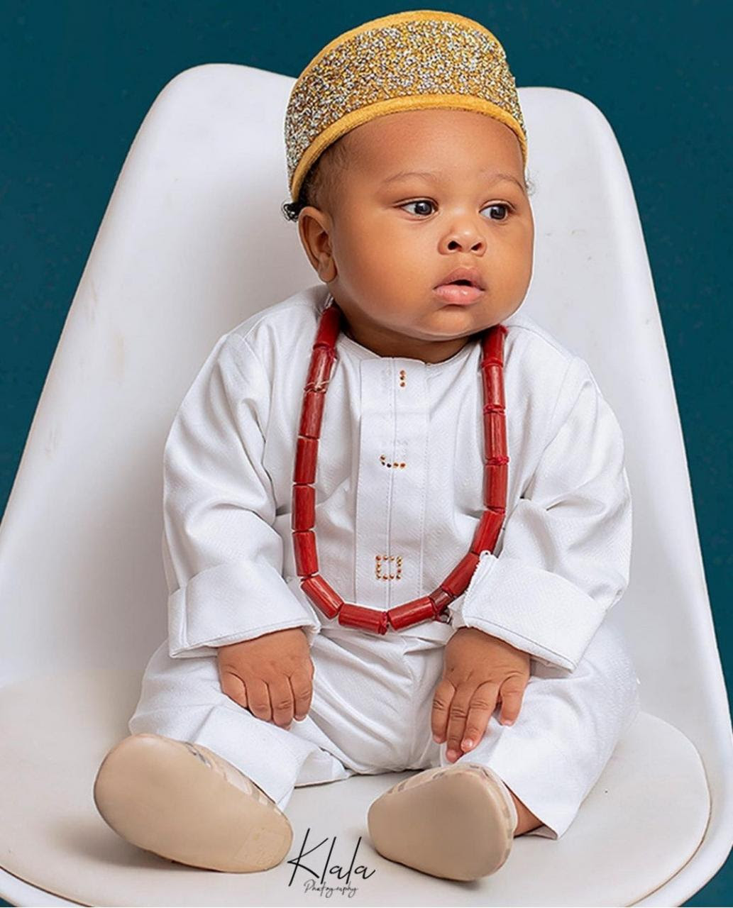 Olakunle Churchill and Rosy Meurer show their son