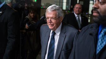Dennis Hastert arrives at court to plead guilty to federal charges