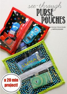See-Through Zipper Pouches - Perfect for organizing purses, backpacks, diaper bags and more!