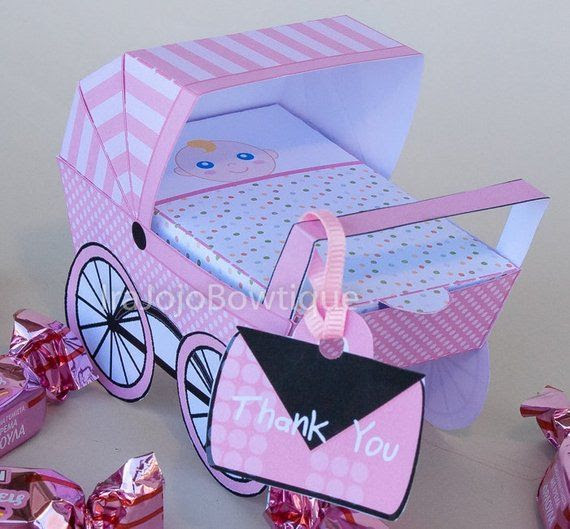 Baby Carriage Favor Box Pink Baby pushchair Favor Box Etsy Treat