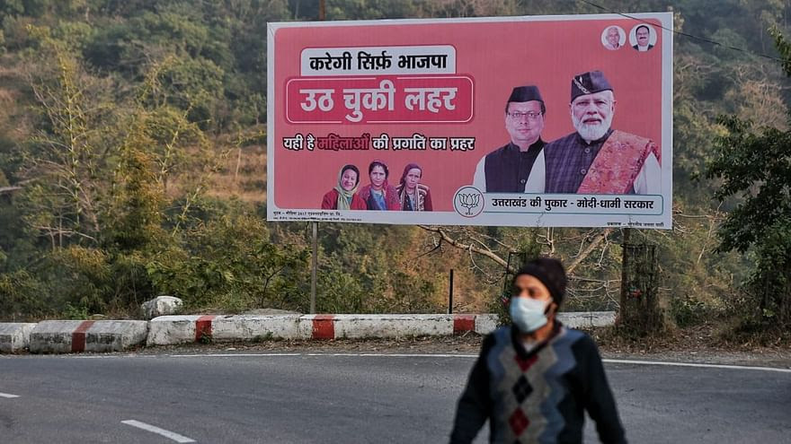 A hoarding on Dehradun-Mussoorie road shows Prime Minister Narendra Modi wearing the cap | Suraj Singh Bisht | ThePrint