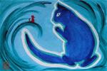 4060 - Blue Cat and Mouse - Psychedelic Cat Series - Posted on Monday, February 2, 2015 by Sea Dean