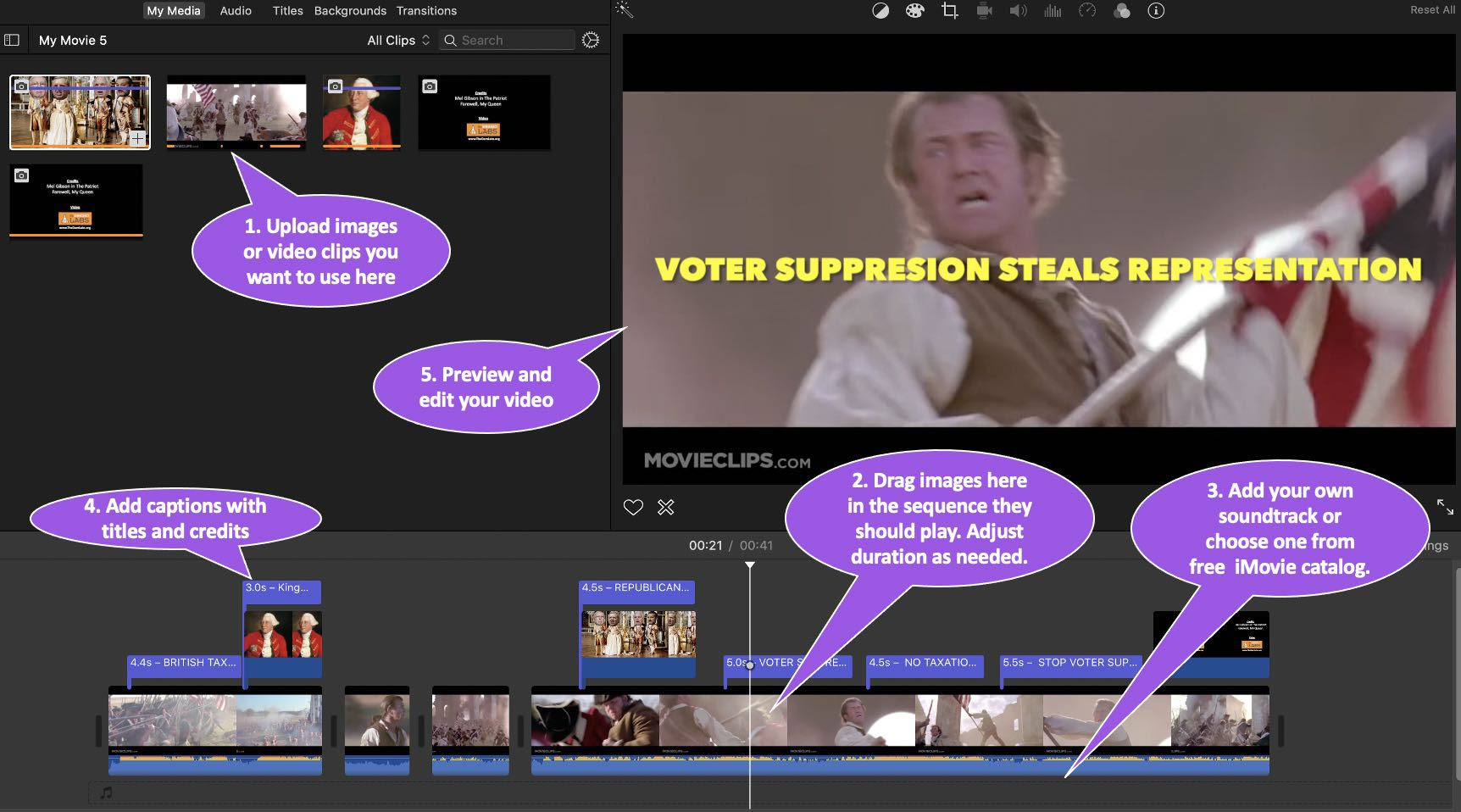 Creating the parody video of No Taxation Without Representation