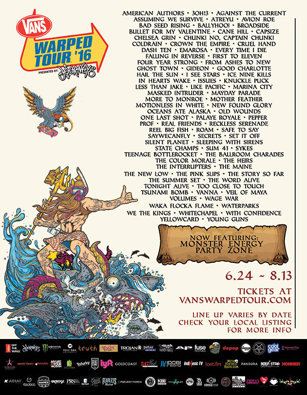 VANS WARPED TOUR 2016 ANNOUNCES FIRST WAVE OF SPONSORS NEW AND RETURNING ATTRACTIONS AND MORE Ouch That Hertz