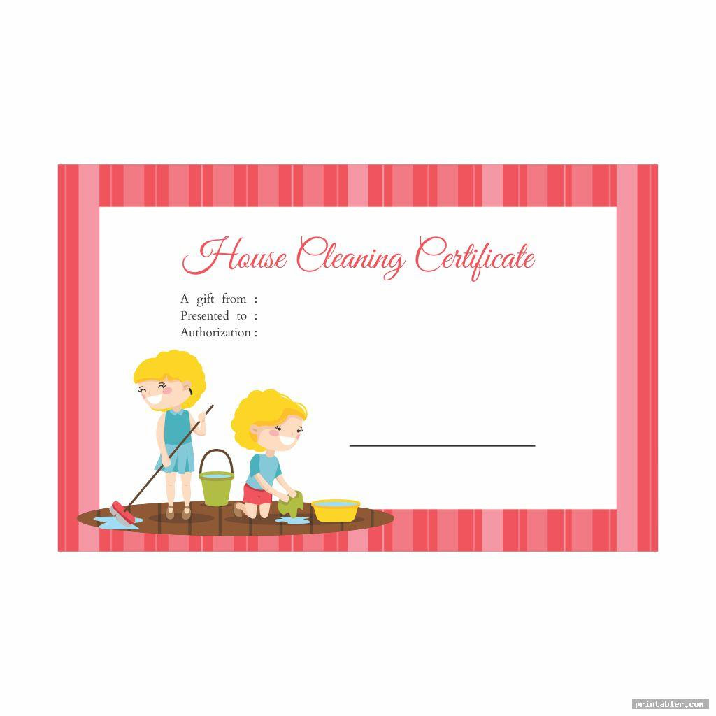 Free Printable House Cleaning Gift Certificate Template Printable