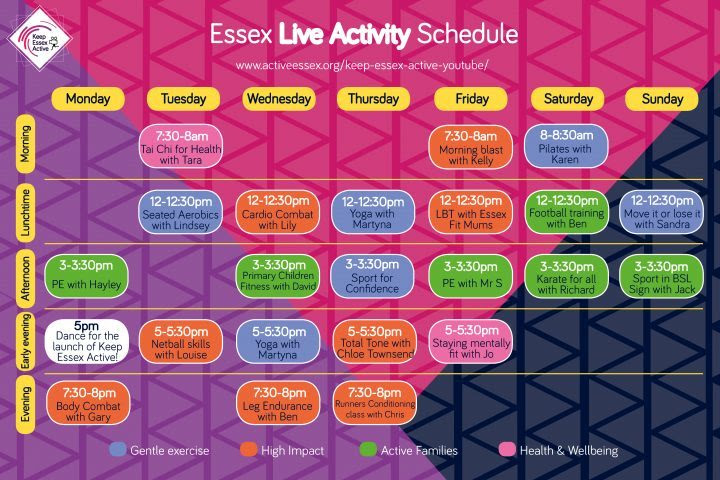 active essex live workout schedule