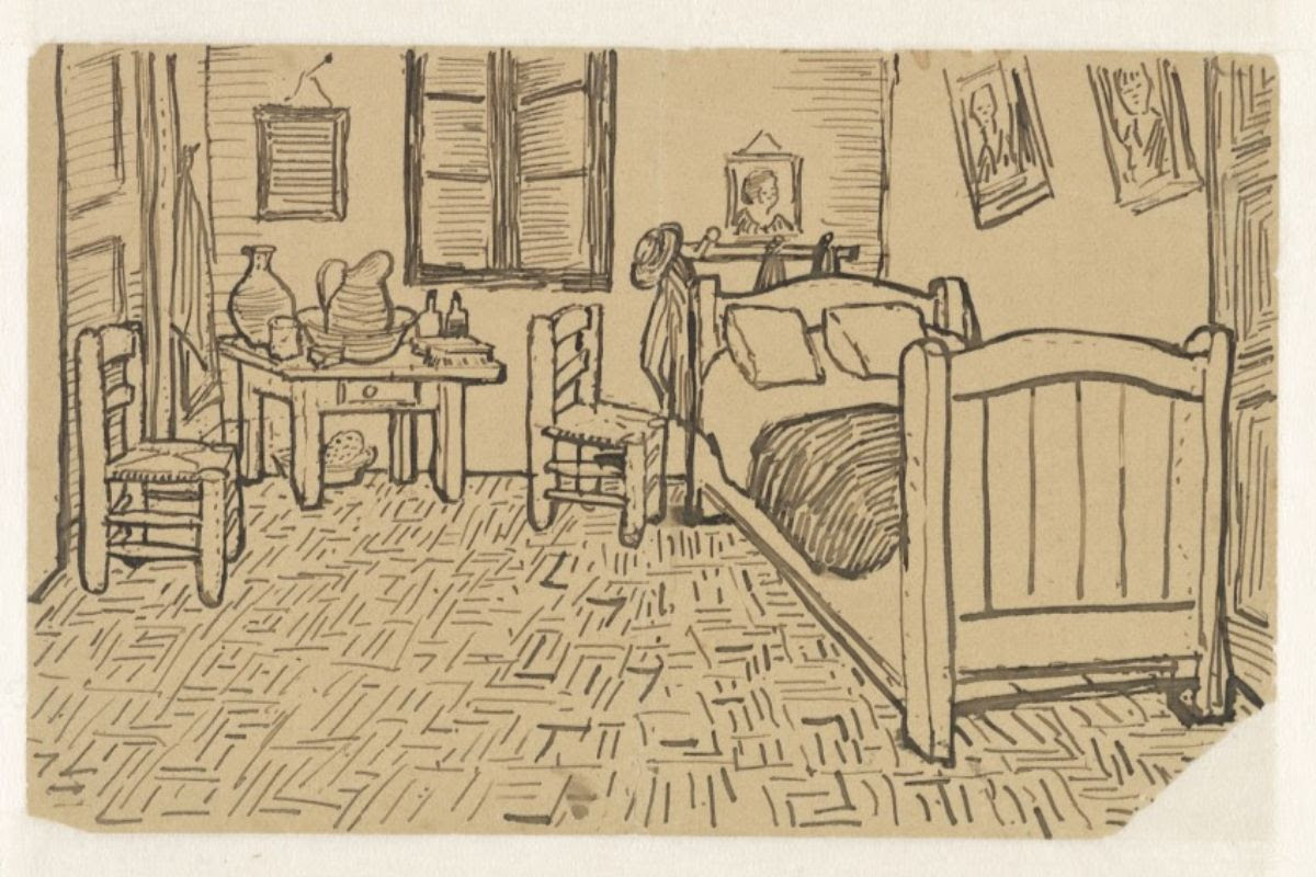 Boceto de 'La habitación', en las cartas de Van Gogh.